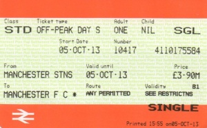 Ticket from Manchester Stations to "Manchester FC"